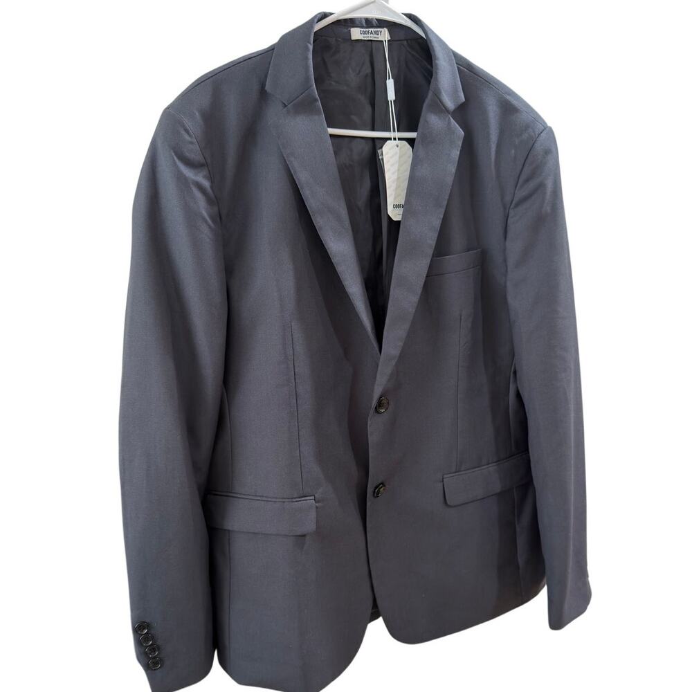 NWT Coofandy Men's Classic Single-Breasted Blazer Jacket Dark Gray Size L